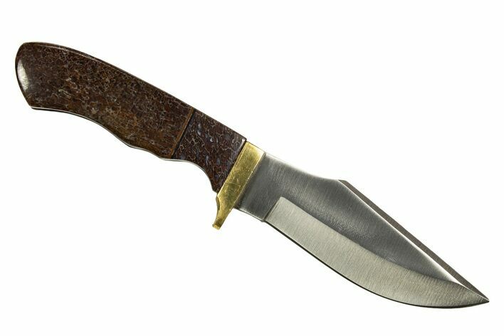 Knife With Fossil Dinosaur Bone (Gembone) Inlays #327615